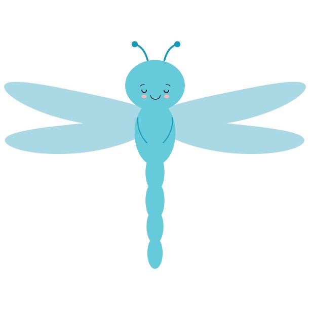 可爱的卡通蜻蜓在飞。儿童矢量图片。透明的蓝色翅膀。一只美丽的昆虫。图片下载