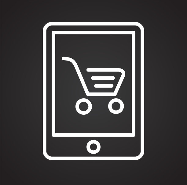 网上购物图标黑色背景的图形和网页设计，现代简单的矢量标志。网络的概念。时髦的符号为网站设计网页按钮或移动应用程序。图片下载