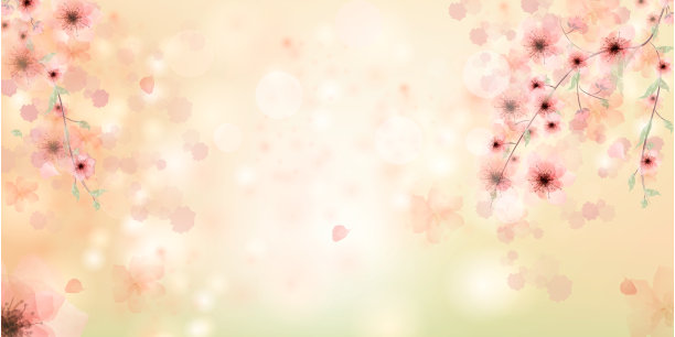 樱花花瓣飘落。美丽的粉红色背景与樱花枝。图片下载