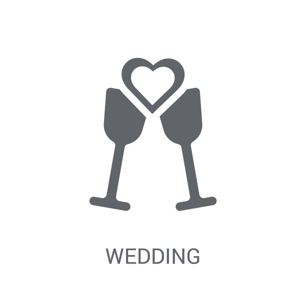 婚礼图标。时尚的婚礼标志概念从生日派对和婚礼系列的白色背景图片下载