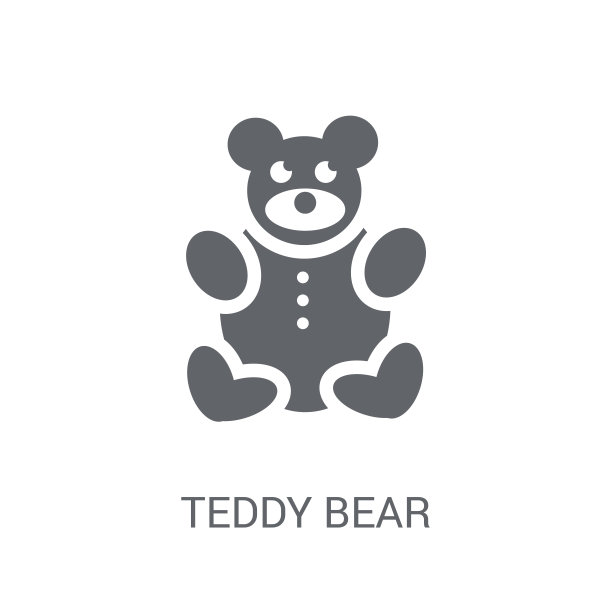 泰迪熊图标。时髦的泰迪熊标志概念从生日派对和婚礼的白色背景图片下载