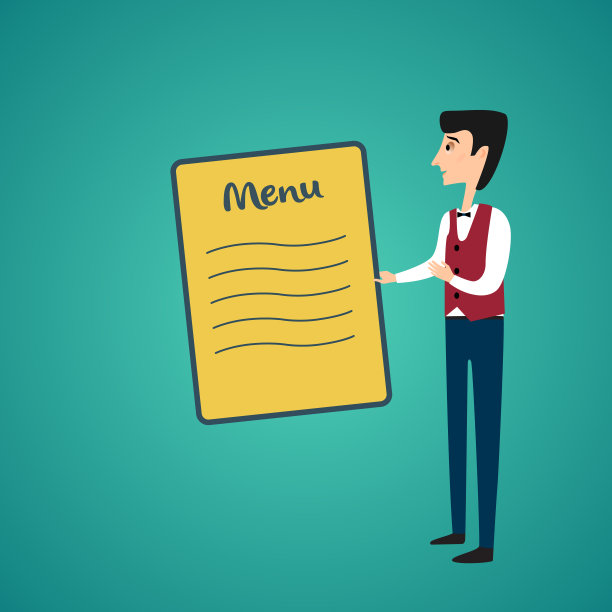 服务员保管着餐厅的菜单图片下载