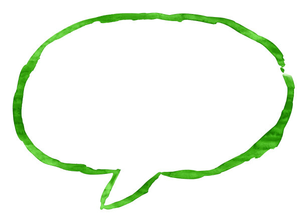 语音气泡符号与绿色水彩油漆纹理隔离在白色背景。图片下载
