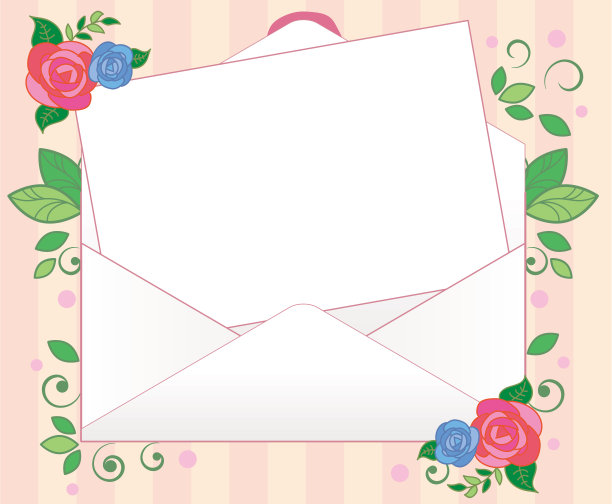 打开信封和信纸-花背景图片下载
