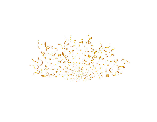 白色背景上孤立的五彩纸屑。金色的丝带。节日的矢量图图片下载