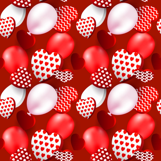 情人节心无缝花纹。情人节背景节日装饰，包装纸，印刷，纺织品，织物，壁纸图片下载