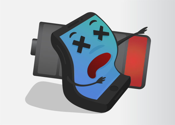 手机卡通，累了，因为电量不足。图片下载