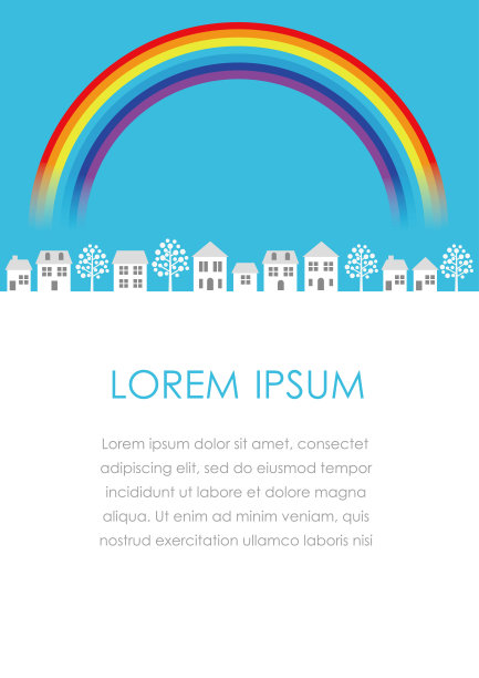 矢量城镇景观插图与文本空间。图片下载