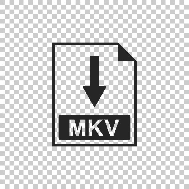 MKV文件图标，带透明背景的MKV下载按钮，扁平设计矢量图图片下载