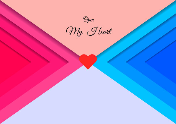心爱情人节信封，蓝色粉色的信背景，贺卡，文字空间，海报，小册子，横幅，墙纸网站图片下载