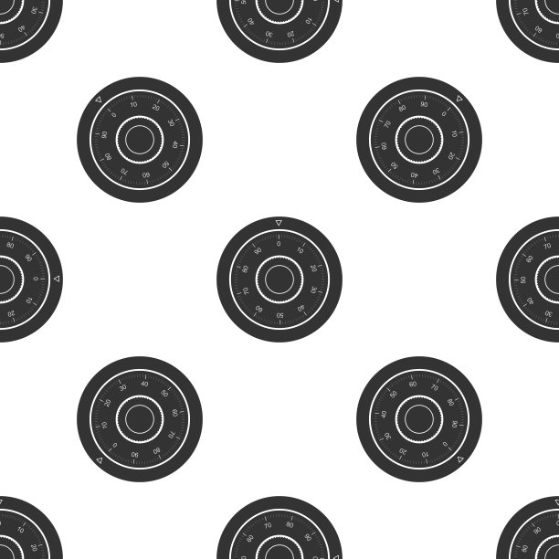 安全组合锁轮图标无缝模式上的白色背景。保护的概念。密码的信号。平面设计。矢量图图片下载