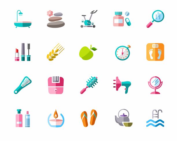 美丽和健康，图标，颜色，向量。图片下载