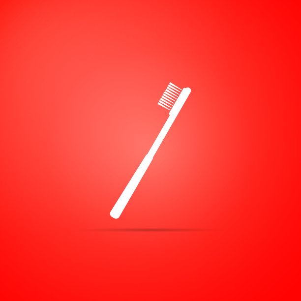 牙刷图标孤立在红色背景。平面设计。矢量图图片下载