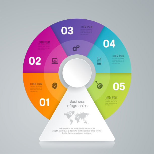 包含5个选项的商务图标信息图表设计矢量素材图片下载