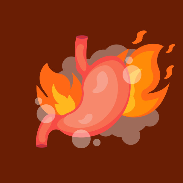 胃烧心。胃用火。孤立在白色背景上。矢量插图。图片下载