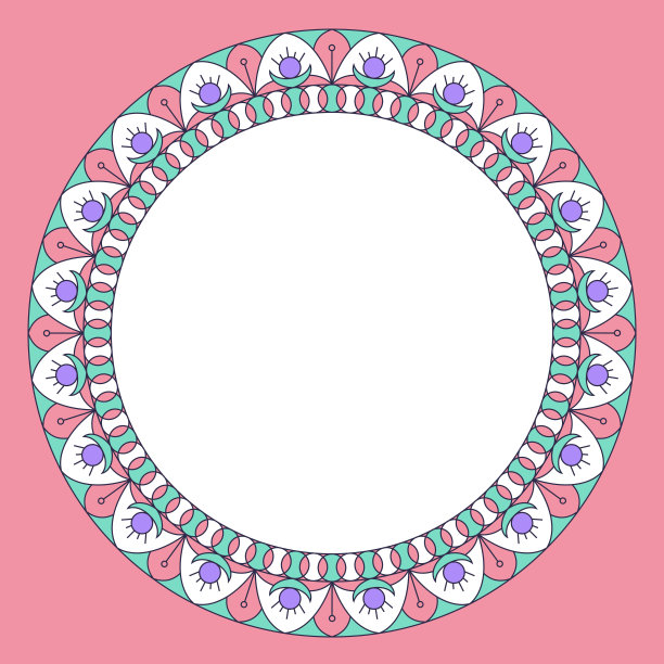 设计的空白。带有民族装饰的圆形装饰框。复古风格。彩色插图图片下载