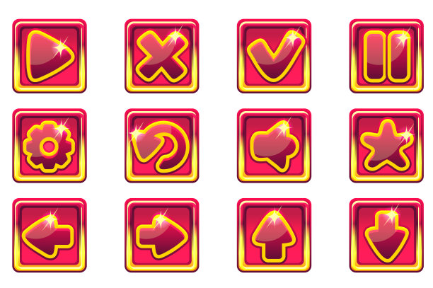 向量红色方块收集设置玻璃按钮的Ui图片下载