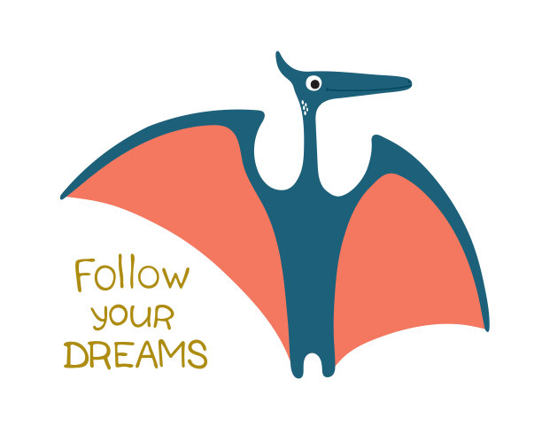 追逐你的梦想。可爱的恐龙图片下载