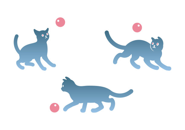 在各种姿态的可爱的颜色的猫的矢量插图集，孤立在白色的背景。平面风格的设计贺卡，印刷，网站，网站，旗帜，贴纸，图标，包装。图片下载