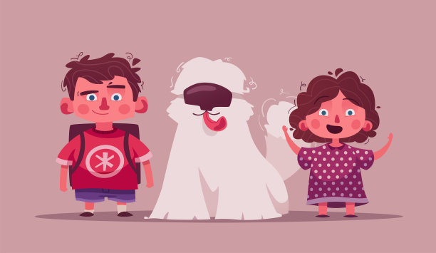 可爱的男孩和女孩的角色。卡通矢量图图片下载