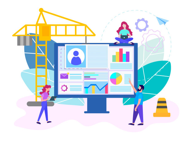 矢量插图的商业，办公室职员正在研究的信息图表图片下载