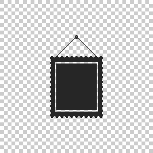 长方形相框挂在墙上，图标孤立在透明的背景上。平面设计。矢量图图片下载