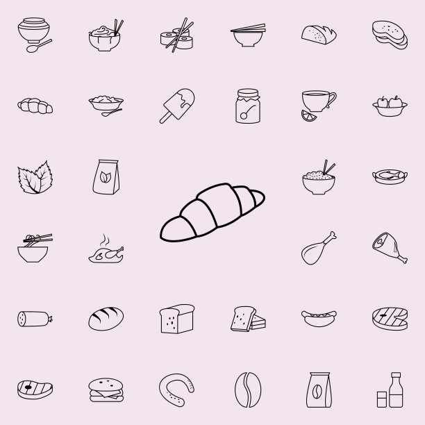 羊角面包图标。食物图标普遍设置为网络和移动图片下载