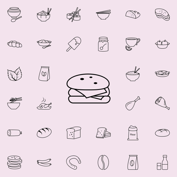 汉堡图标。食物图标普遍设置为网络和移动图片下载