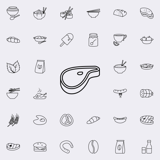 一块猪肉图标。食物图标普遍设置为网络和移动图片下载