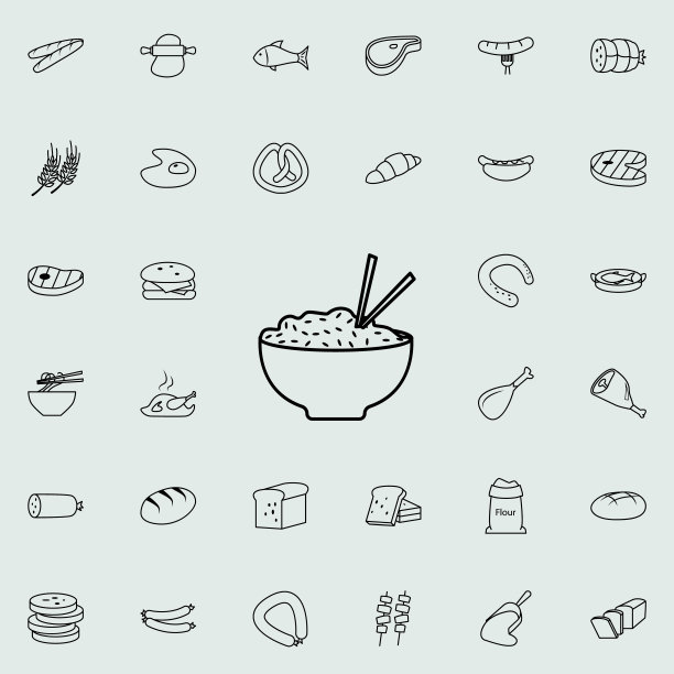 盘子里的米饭图标。食物图标普遍设置为网络和移动图片下载