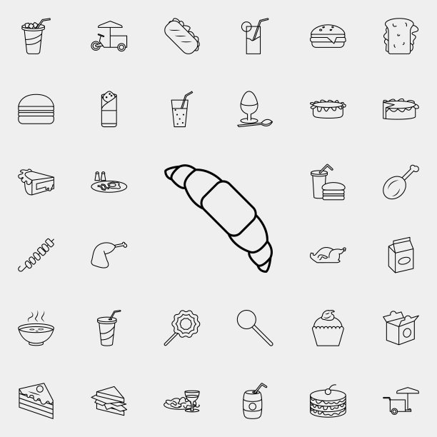 羊角面包图标。快餐图标普遍设置为网络和移动图片下载