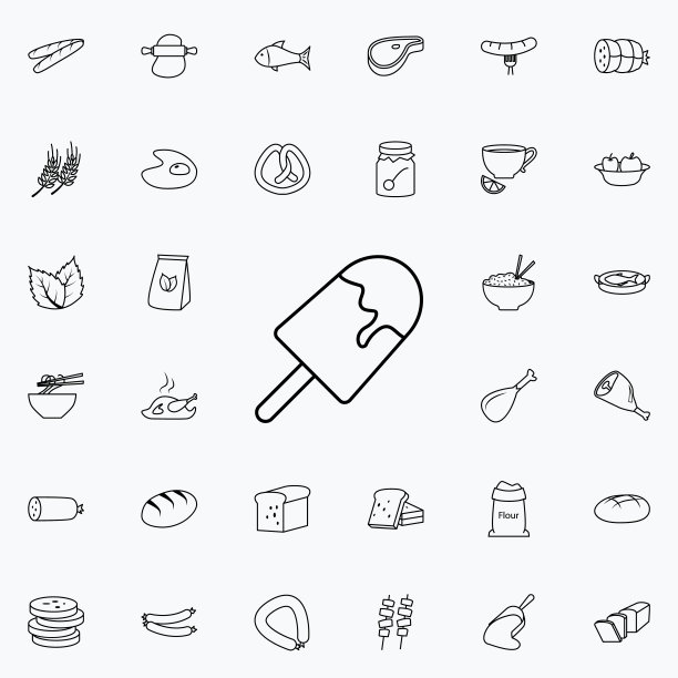 冰淇淋图标。食物图标普遍设置为网络和移动图片下载