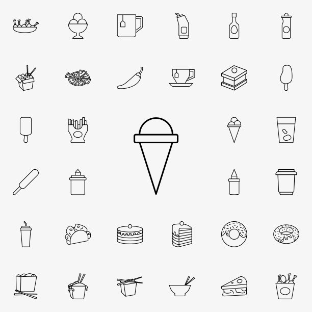 冰淇淋在喇叭图标。快餐图标普遍设置为网络和移动图片下载