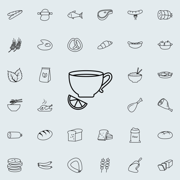 柠檬茶。食物图标普遍设置为网络和移动图片下载