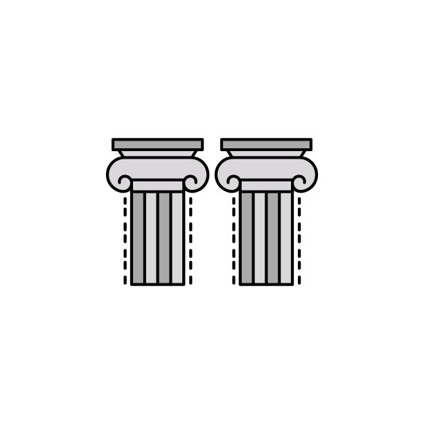柱子，圆柱，建筑图标。移动概念和web应用的历史元素颜色图标。颜色柱，柱，建筑图标可以用于网页和移动图片下载