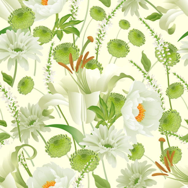 花卉无缝春季图案。花园的花。图片下载