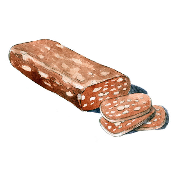 意大利香肠水彩插画在白色的背景图片下载