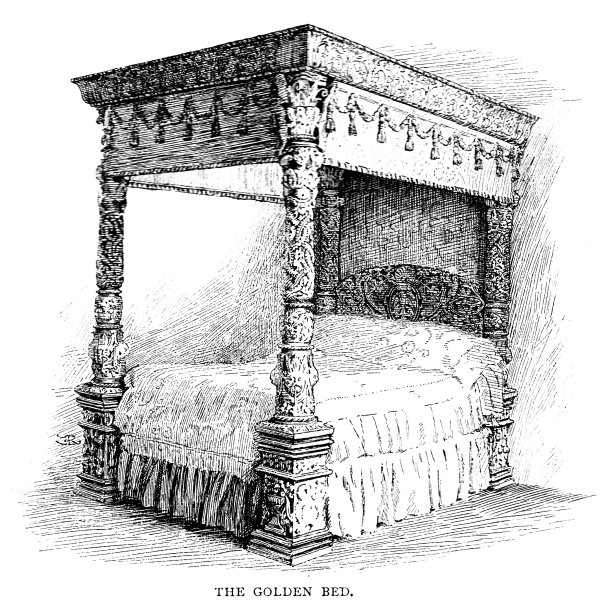 维多利亚时代的黑白雕刻的黄金床17世纪布拉汉城堡丁沃尔复活节罗斯苏格兰追溯到詹姆斯六世统治时期;家族麦肯齐;19世纪的古宅和乡村别墅;1892年英语了图片下载