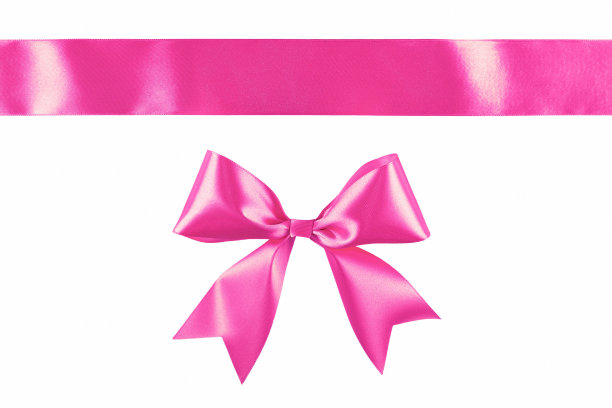 粉红色丝带蝴蝶结孤立在白色背景上图片下载