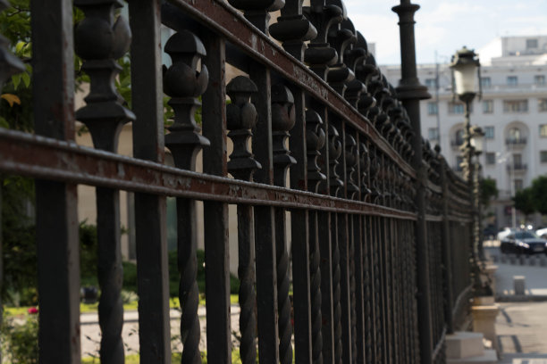 黑色的铁栅栏围得很近图片下载
