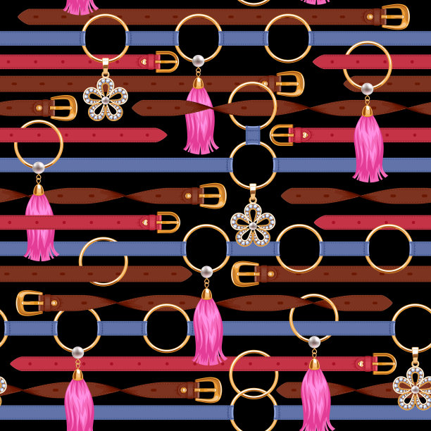 彩色腰带首饰吊坠无缝背景。图片下载