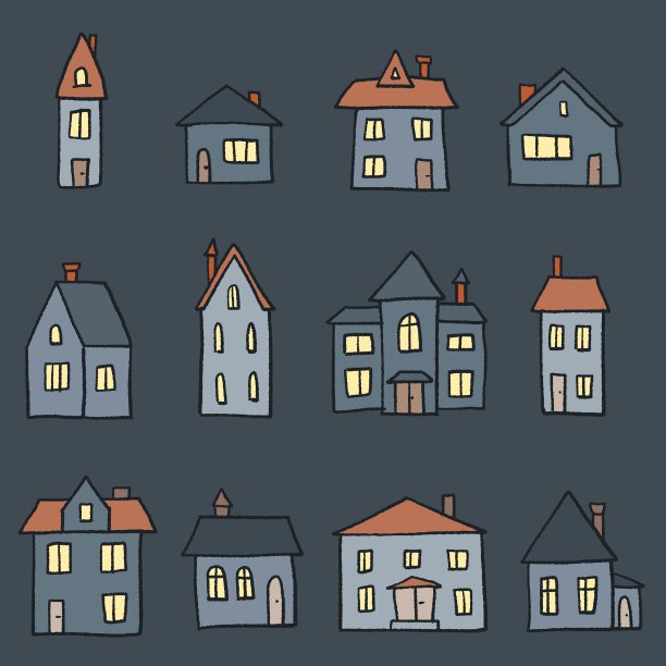 晚上房子设置图片下载