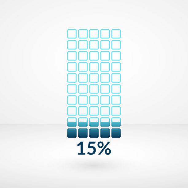 15%方图孤立符号。比例向量元素。信息图表图信号。商业插图，营销项目图标，证券交易所，财务，报表，网络，下载图片下载