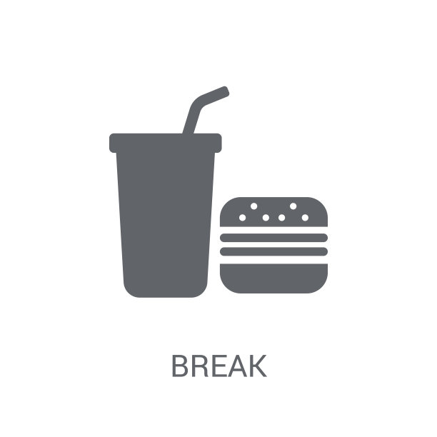 打破图标。时尚的休息标志概念从生产力收集的白色背景图片下载