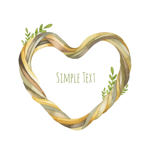 用稻草和绿叶做成的水彩花环。乡村集合图片下载