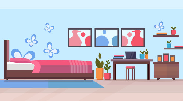 现代家庭卧室室内设计现代卧室空无一人公寓平水平素材图片