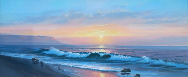 海上日出。角素材图片