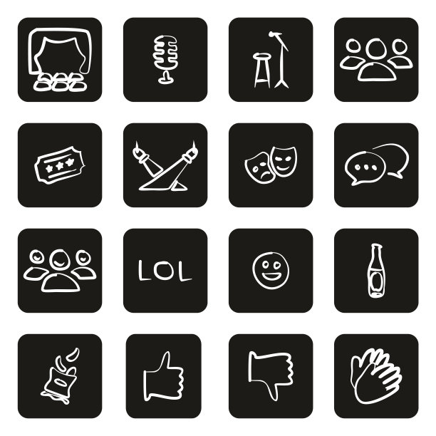 站起来喜剧图标徒手白色在黑色图片下载