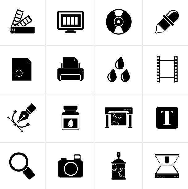 黑印行业和平面设计图标图片下载