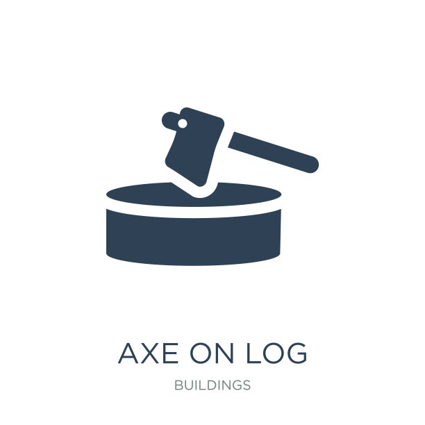 Axe on log图标矢量在白色背景上，Axe on log潮流fi图片下载